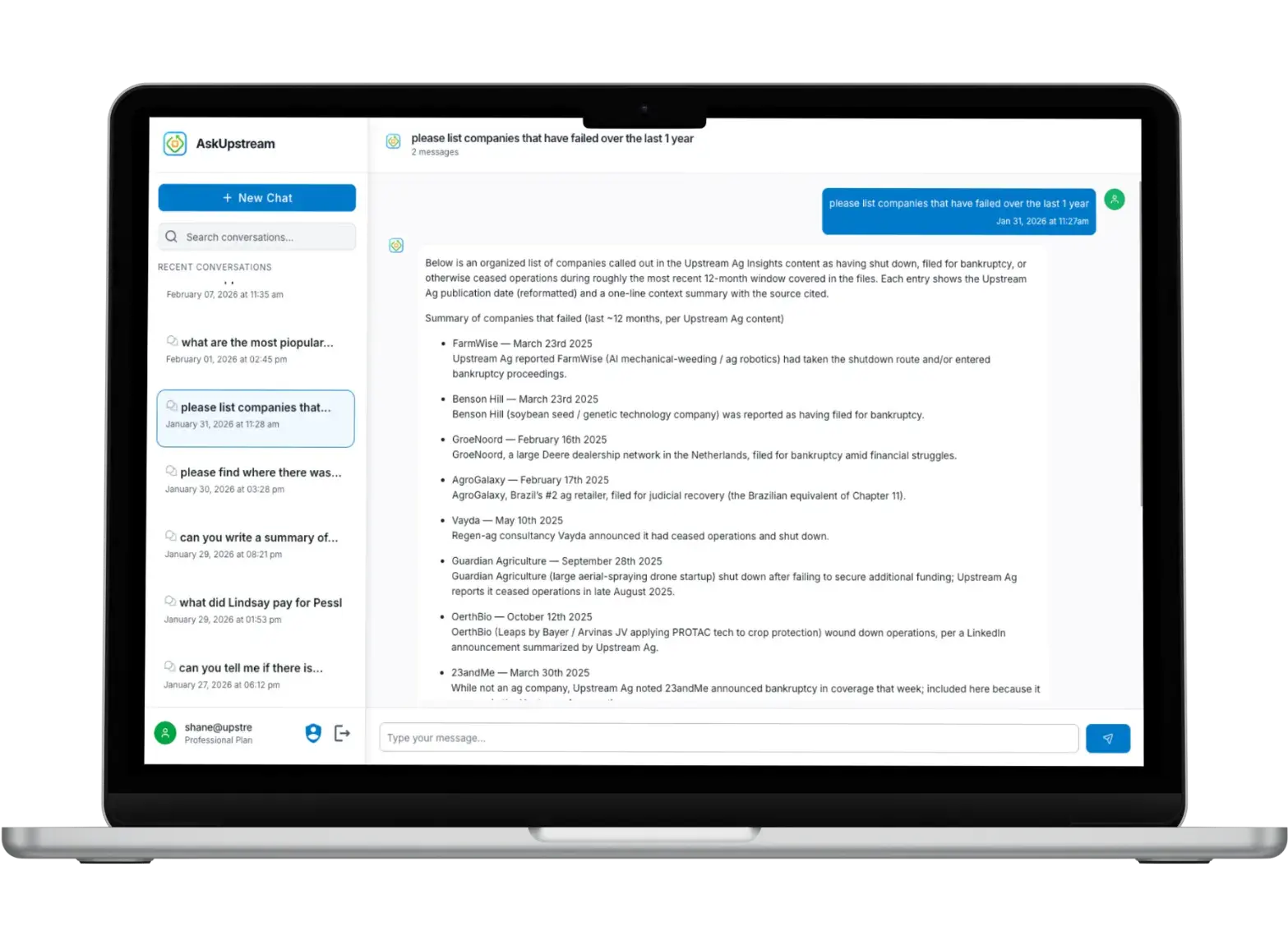 AskUpstream, subscriber chat over the newsletter archive